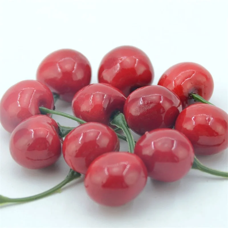 20pcs Artificial Fake Fruits and Vegetables Foam Red Cherry For Wedding Decoration Scrapbooking Simulation  Fake Flowers