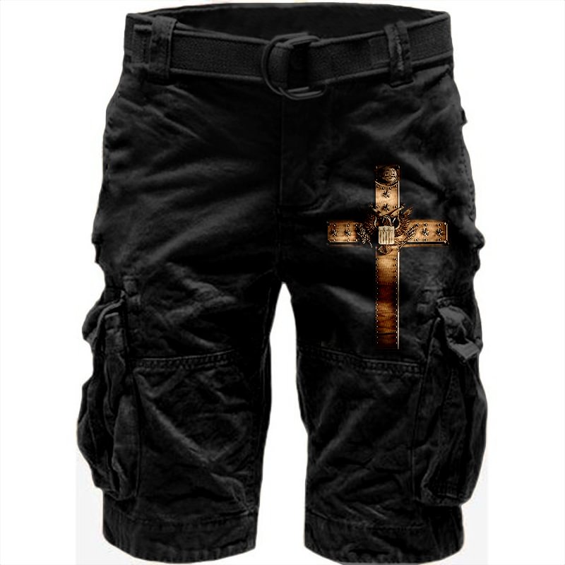 Outdoor tactical retro cross print shorts / [viawink] /