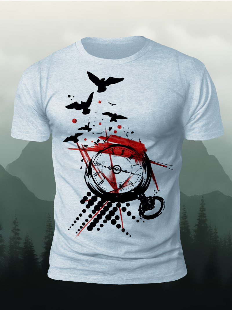 Pocket Watch Print Men's Short Sleeve T-shirt