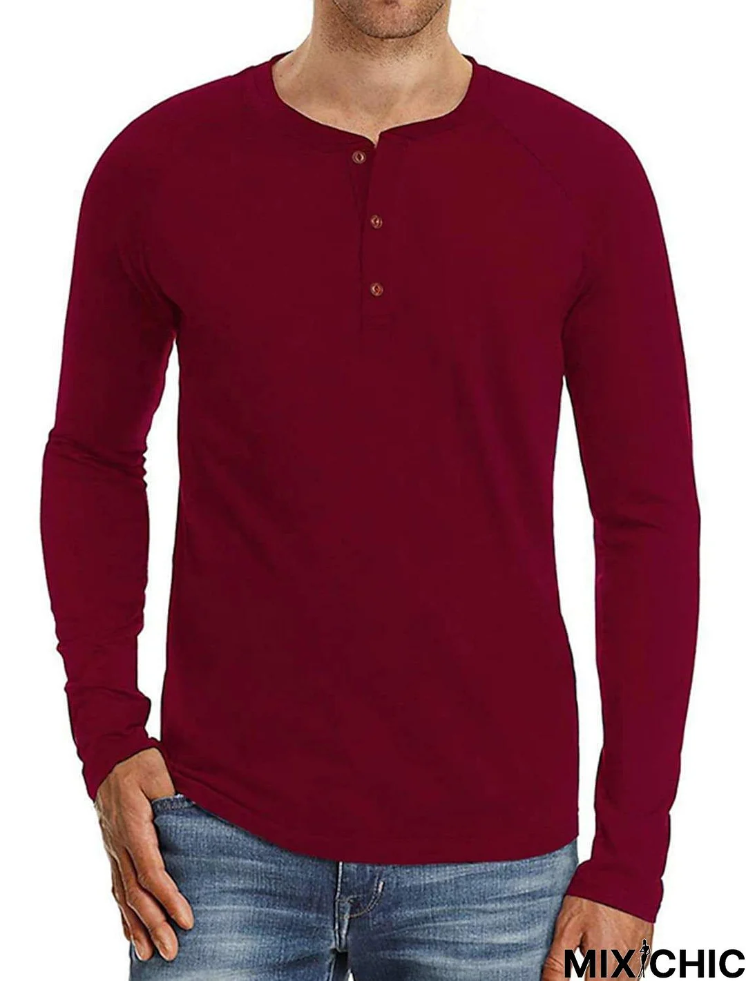 Men's Long Sleeve T-Shirt Solid Color Casual Top Basic Non-Printing Shirt Soft Touch Daily Wear