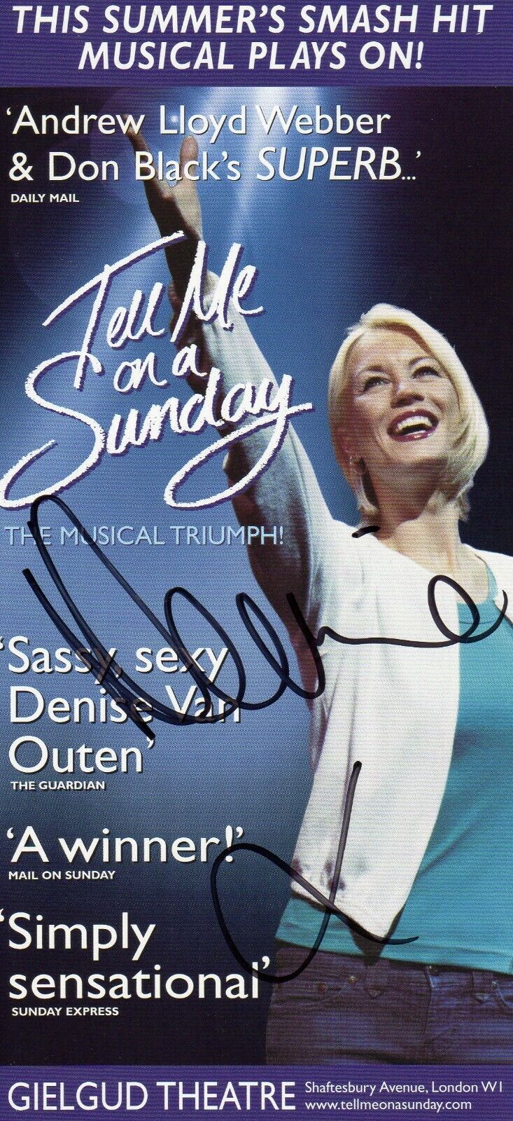 DENISE VAN OUTEN AUTOGRAPH, ACTRESS SINGER MUSICALS