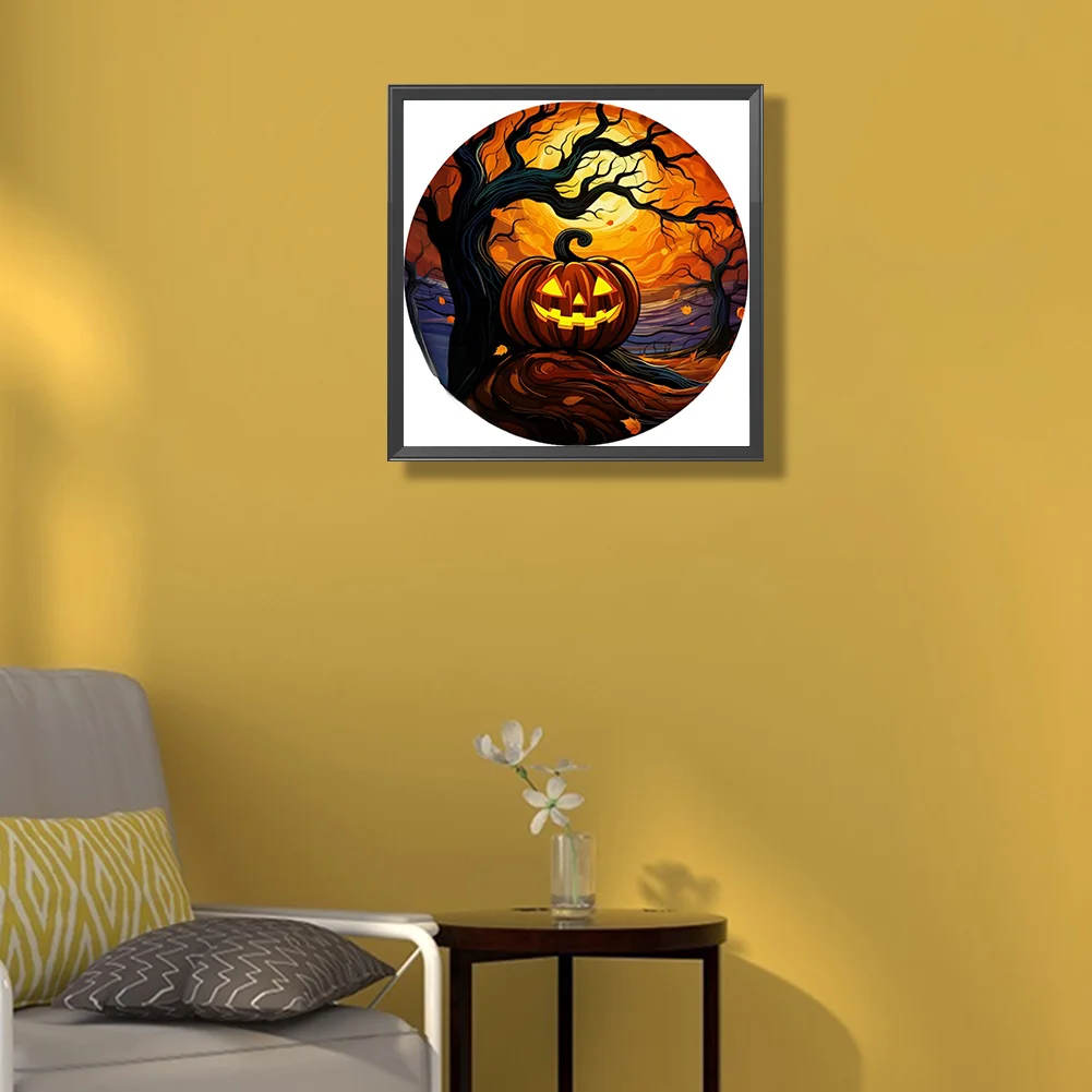 5D DIY Full Round Drill Partial AB Diamond Painting Jack-O-Lantern Decor 35x35cm