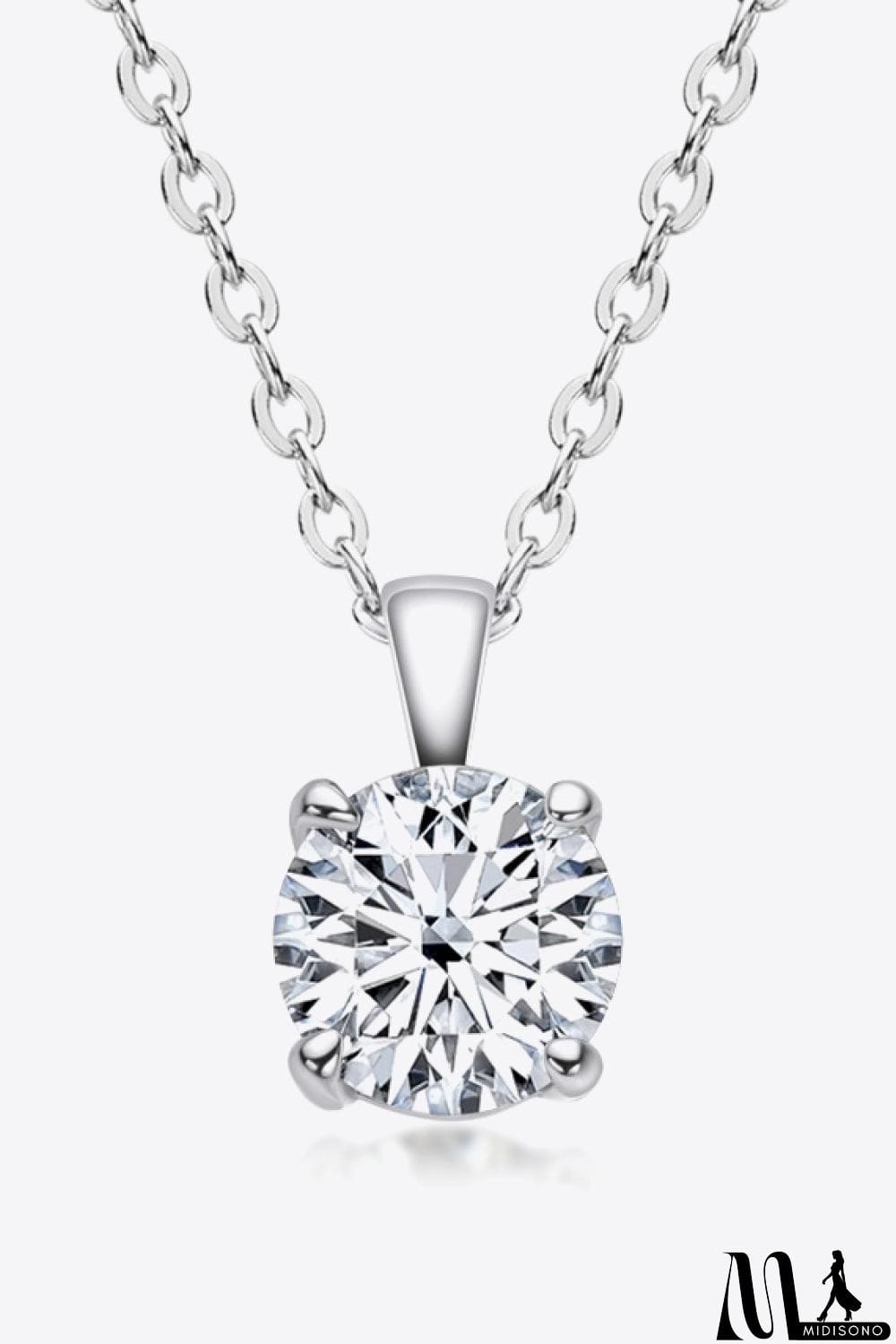 MidiSono - 925 Sterling Silver 1 Carat Moissanite Chain-Link Necklace