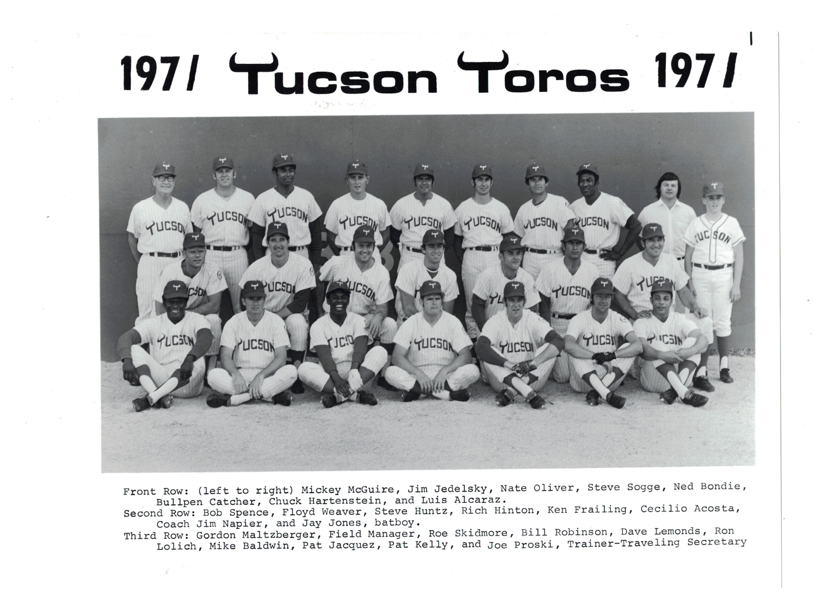 1971 Tucson Toros 8x10 Vintage Baseball Team Photo Poster painting RH1