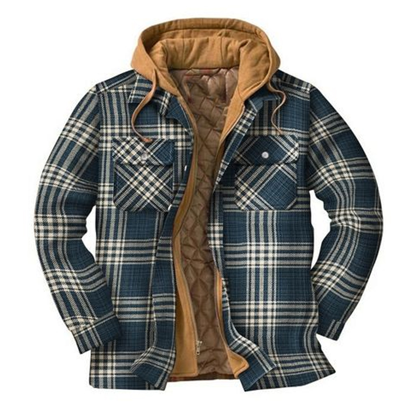 Mens Winter Plaid Thick Casual Jacket