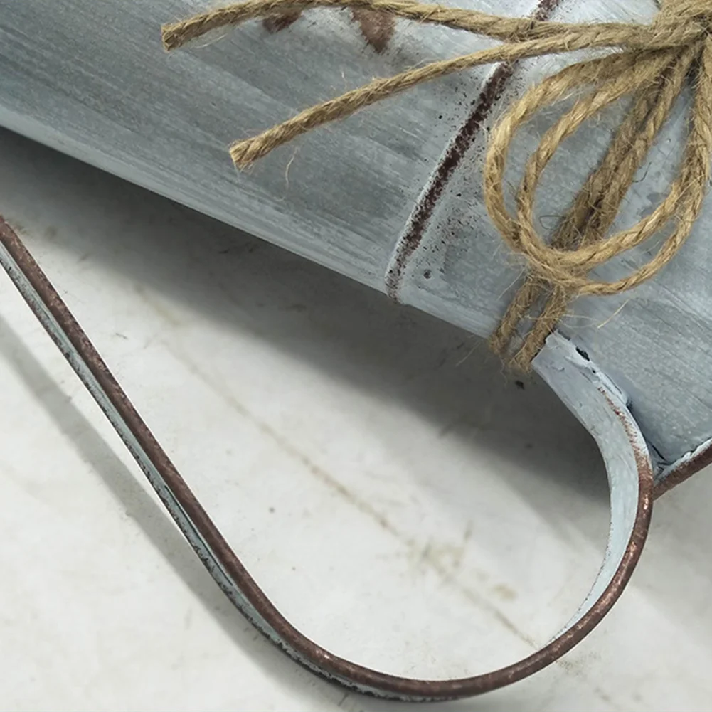 Rustic Metal Flower Vase Shabby Chic Dried Flower Can Bucket Holder (S)