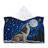 Wolf Diamond Painting Tissue Box 7.48x5.12Inch Diamond Art Tissue Box 5D Diamond Art Tissue Cover for Kitchen Restaurant Bar Office Parties