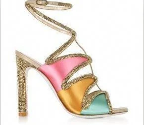 Custom-made Multicolor Rhinestone Lace-up Sandals Vdcoo
