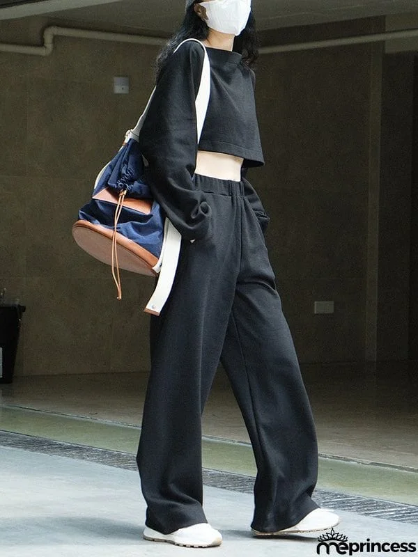 Casual Wide Leg Loose Solid Color Pants