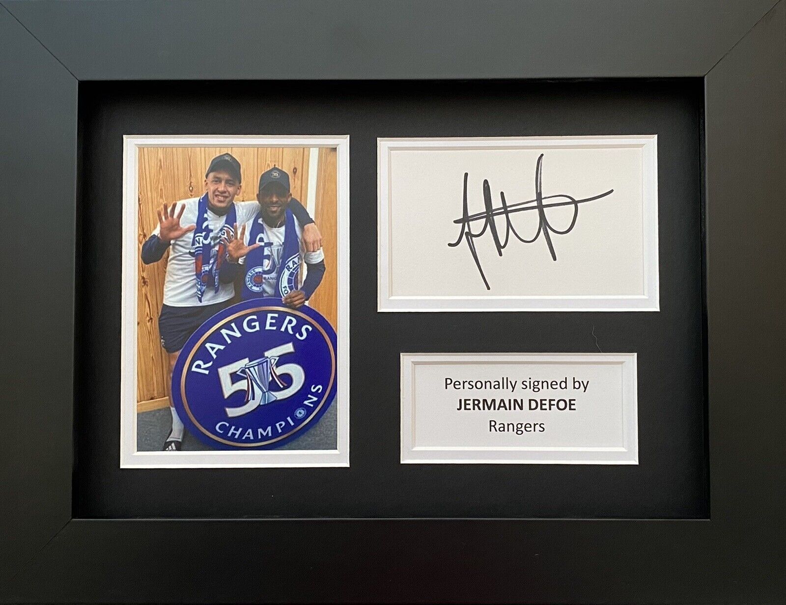 Jermain Defoe Hand Signed White Card In A4 Rangers Frame Display