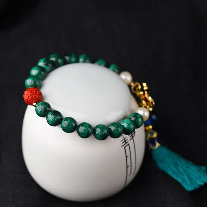 Calmness Tassel Malachite Cinnabar Bracelet