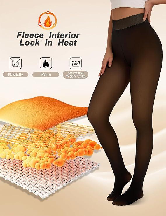 EOJN Women's Fleece Lined Tights Fake Translucent Warm Thermal Pantyhose Sheer Thick Leggings Ladies Under Dress for Winter with Plush Inner Layer,High quality Tights,Soft and Breathable,5 Colours,Normal and Plus size,Stretchy,Everyday,Minimalist,Slim.