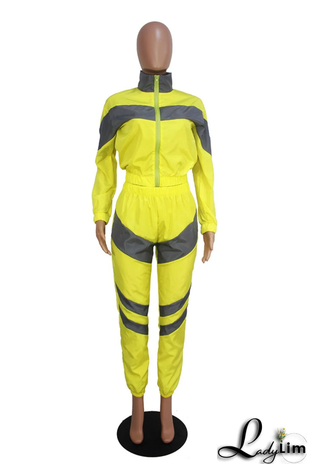 Blue Fashion Casual Patchwork Solid Split Joint Zipper Collar Long Sleeve Two Pieces(Without Pocket)