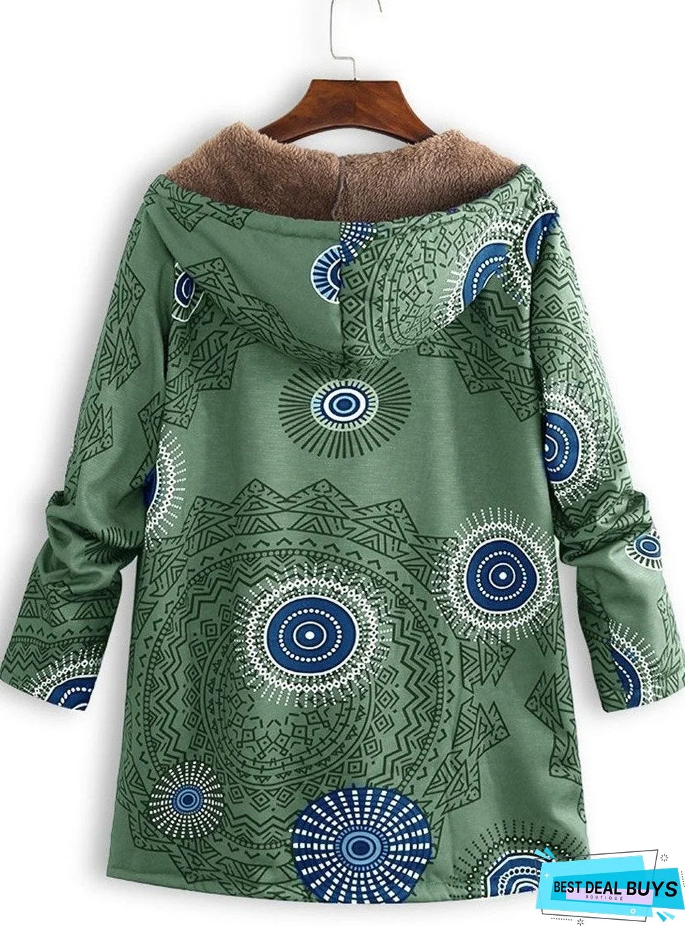 Hooded Abstract Print Coat