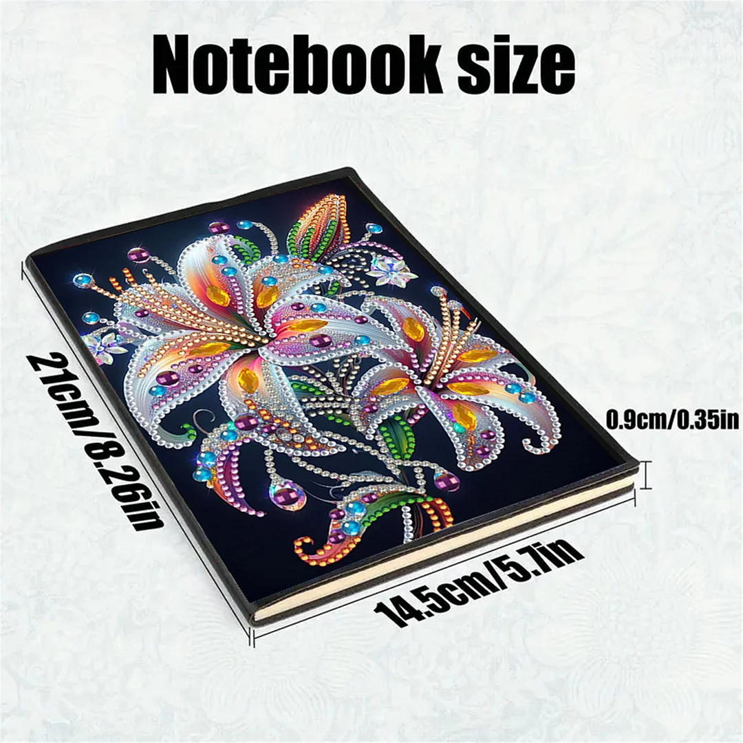 DIY Flower Diamond Painting Journals Notebooks 50 Pages A5 No Lines Special Shaped Diamond Art Kits for Beginners Craft Lovers and Artists (Lily)