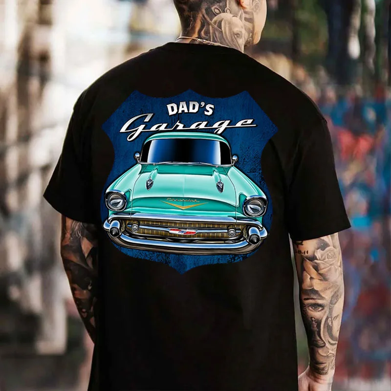 DAD'S GARAGE Classic Car Print Men's T-shirt