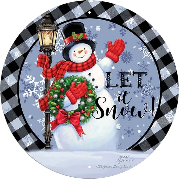 Christmas Snowman - Tin Signs/Wooden Signs - Festive Series - 12*12inches (Round)