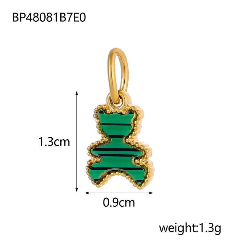 1 Piece 9*13mm 9 * 15mm 304 Stainless Steel Acrylic Shell Bear Pendant Jewelry Accessories