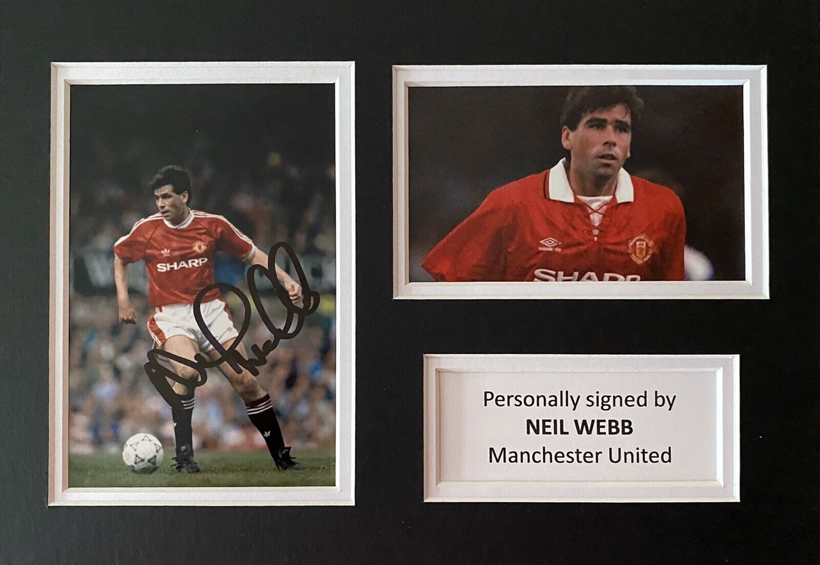 Neil Webb Genuine Hand Signed Manchester United Photo Poster painting In A4 Mount Display