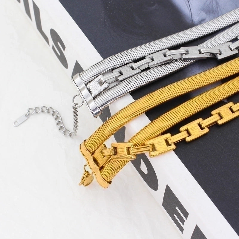 304 Stainless Steel 18K Gold Plated Minimalist Classic Style Plating Solid Color Choker