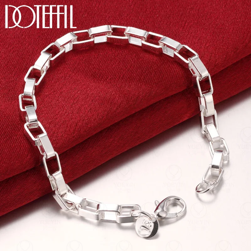 DOTEFFIL 925 Sterling Silver Big Long 5mm Box Chain Bracelet For Women Men Jewelry