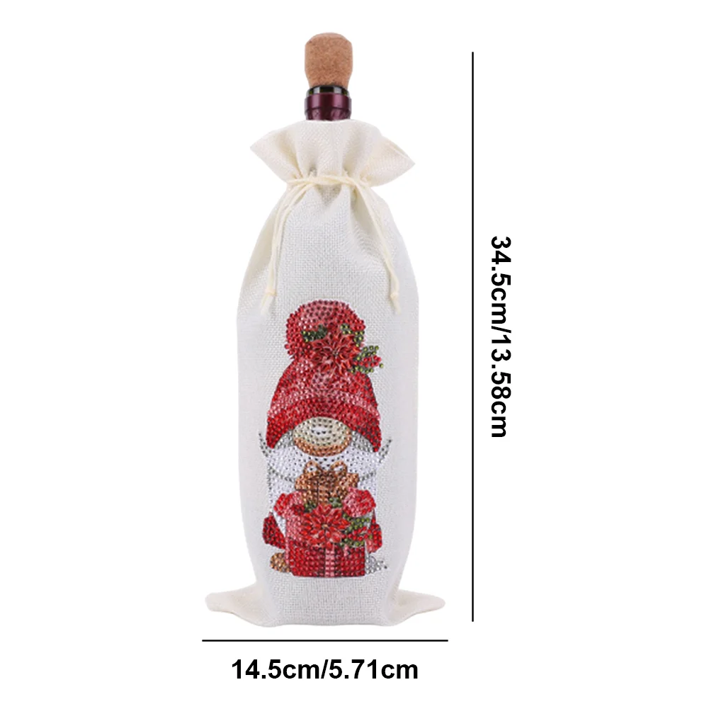 DIY Flower Diamond Painting Burlap Wine Gift Bags Label Liquor Bottle Covers