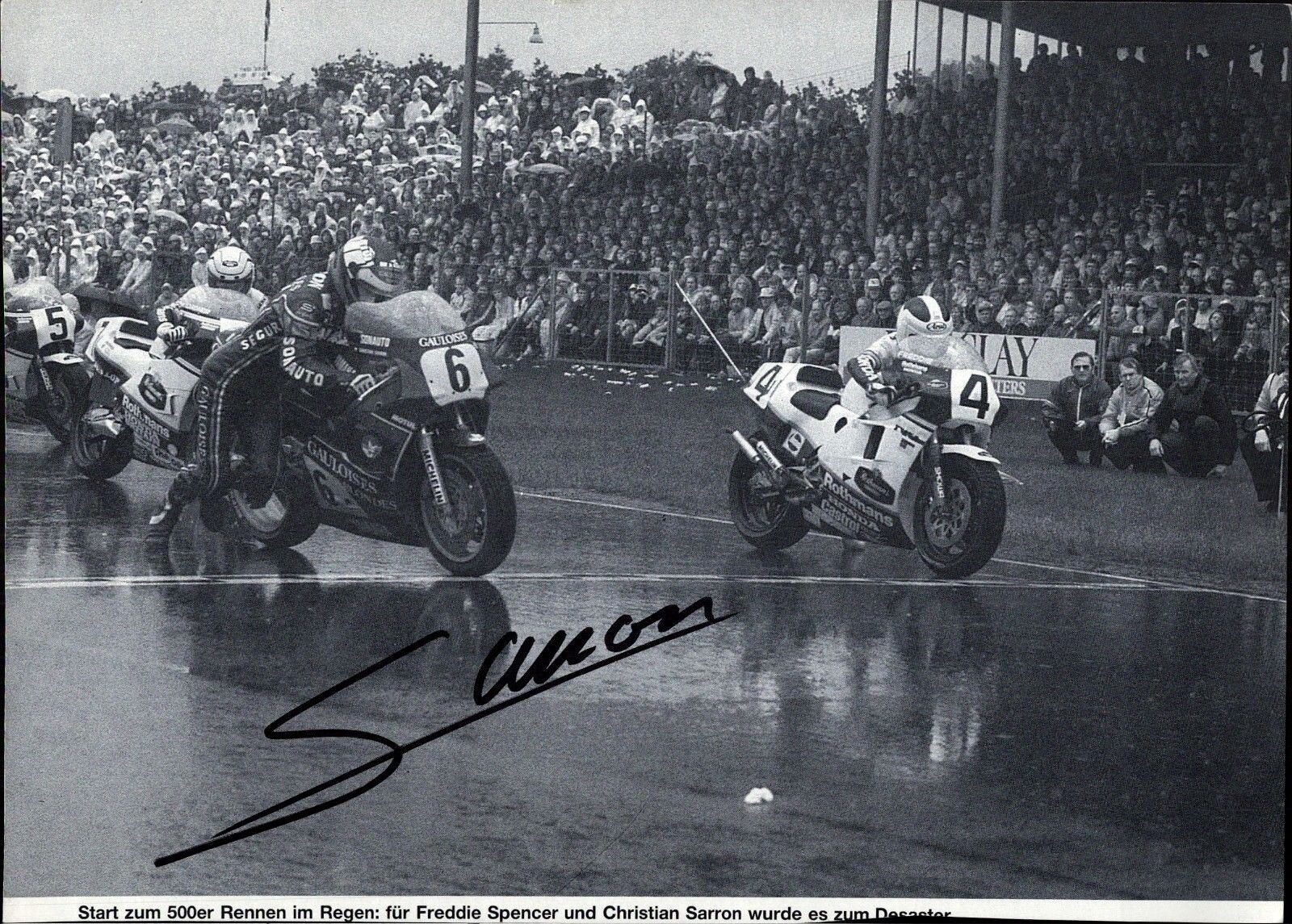 Christian Sarron Motorcycle World Champion Original Autograph Photo Poster painting (W-6743 +