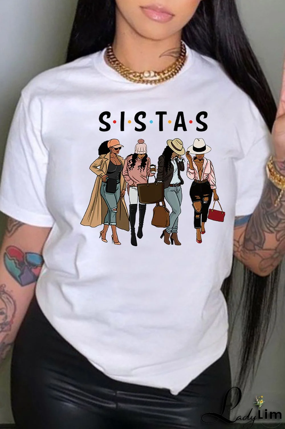 White Blue Fashion Casual Print Basic O Neck T-Shirts