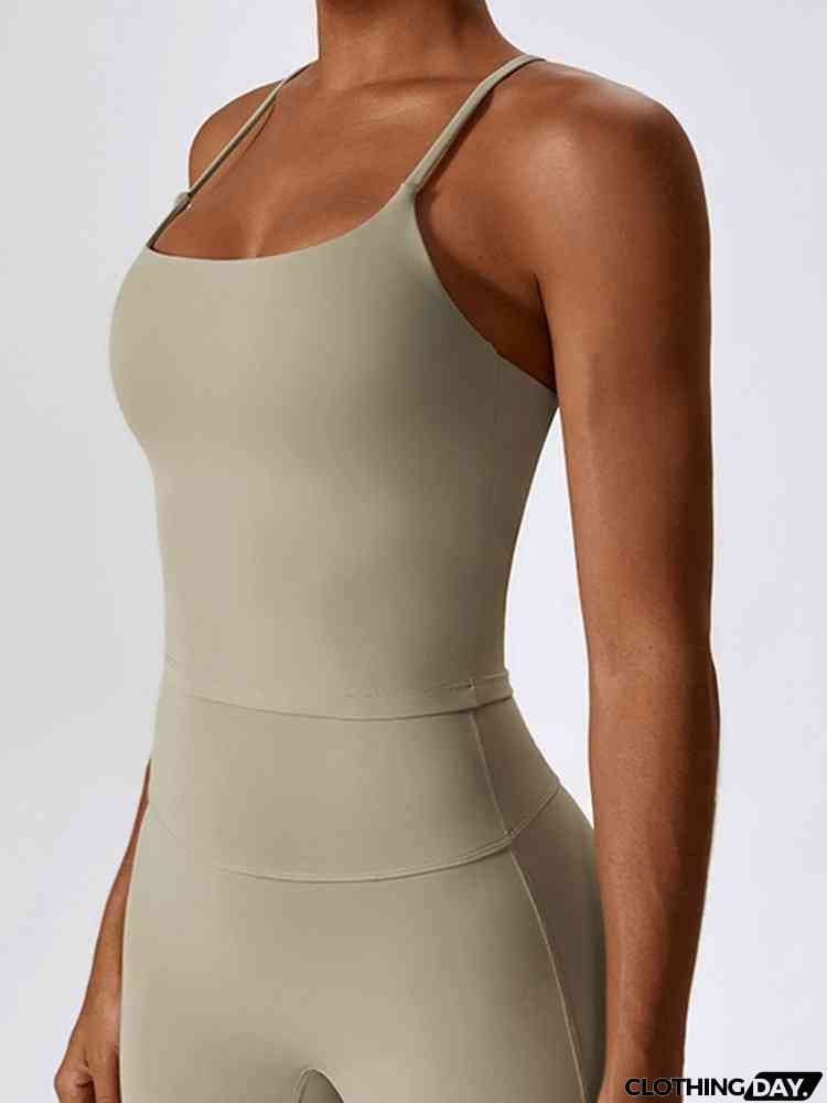 Square Neck Back Crisscross Tank Top