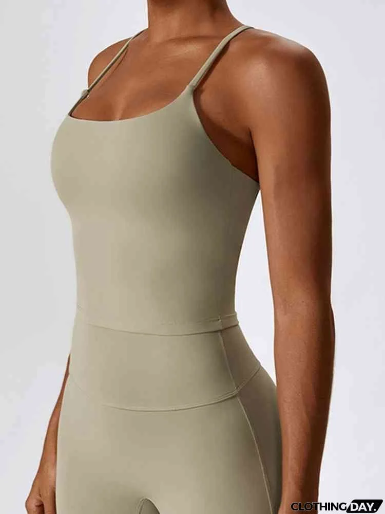 Square Neck Back Crisscross Tank Top