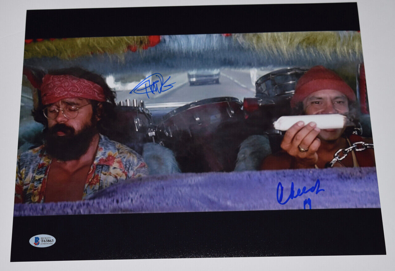 Cheech Marin & Tommy Chong Signed Autograph 11x14 Photo Poster painting Up In Smoke Beckett COA