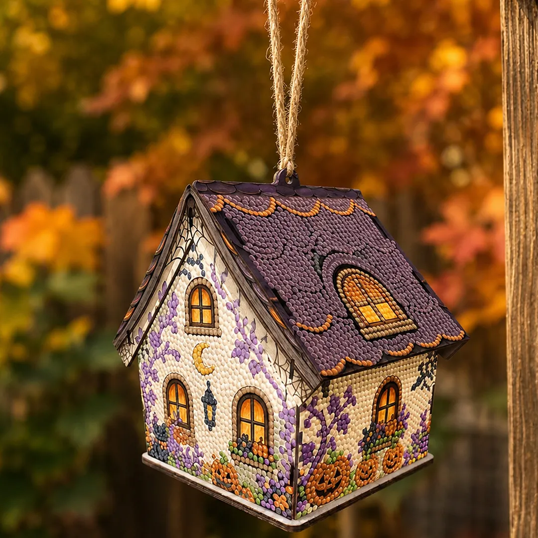 DIY Wooden House Diamond Art Painting Kit for Adults Home (Halloween)