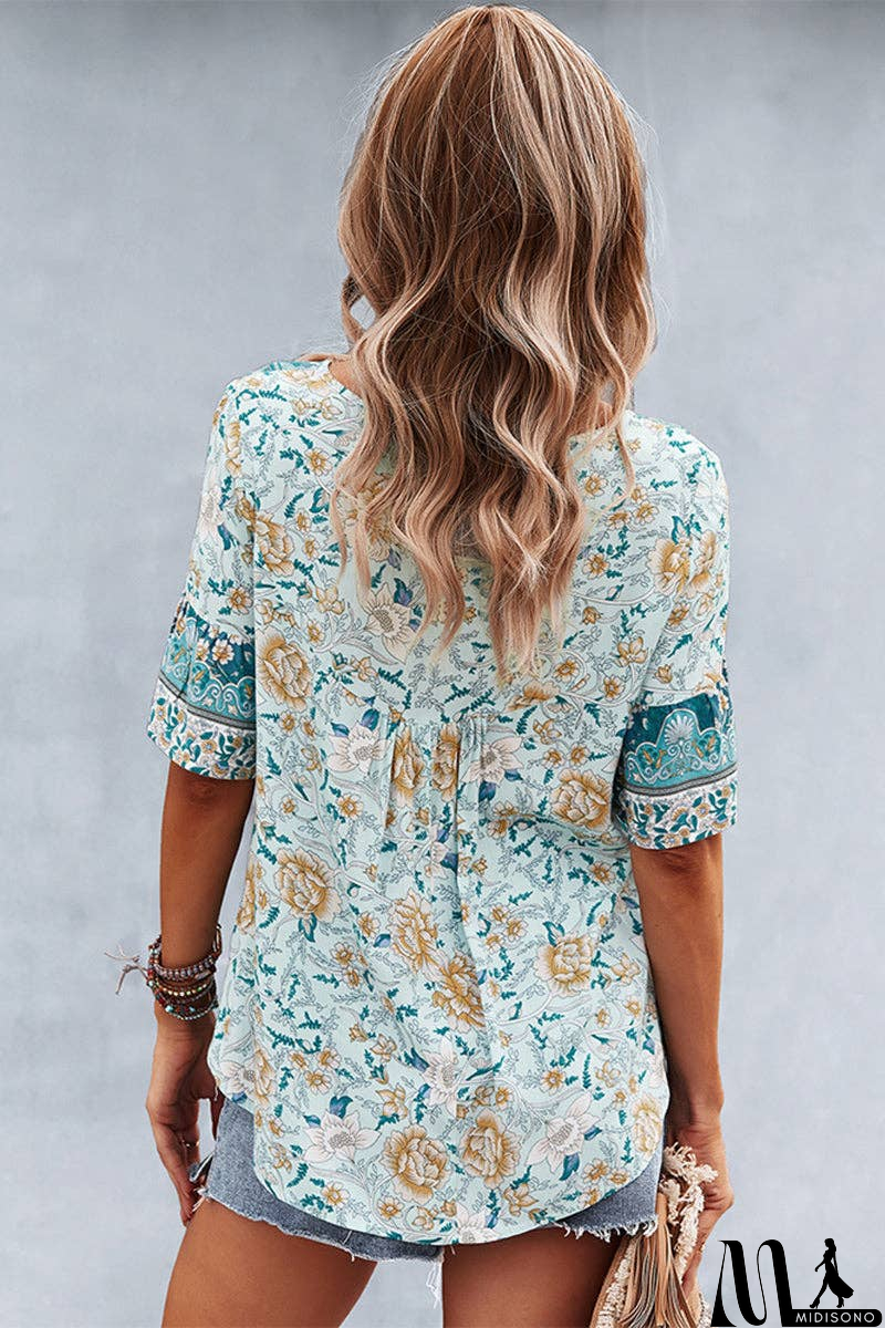 MidiSono - Floral Bliss Short Sleeve Top