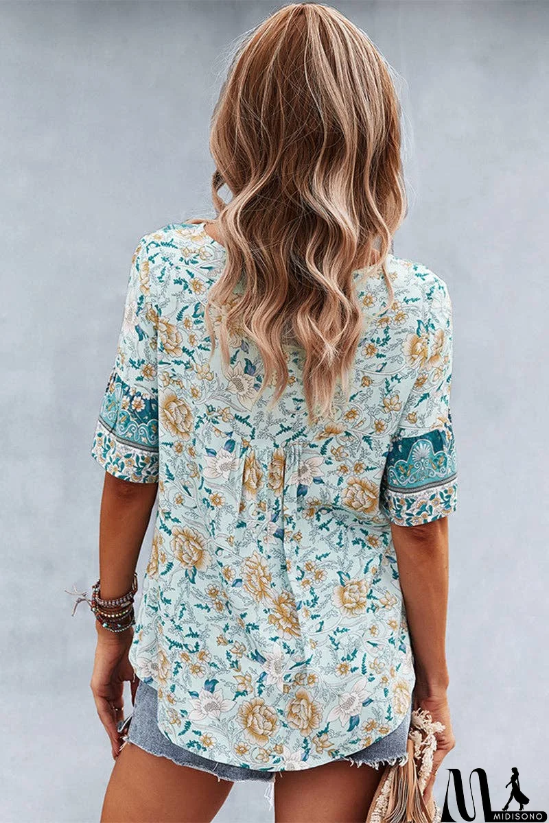 MidiSono - Floral Bliss Short Sleeve Top