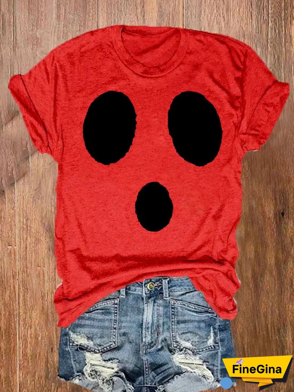 Women's Ghost Print Casual T-Shirt