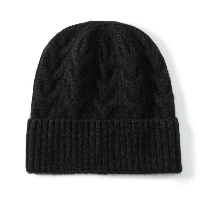100% Cashmere Cuffed Beanies Outdoor Windproof REAL SILK LIFE