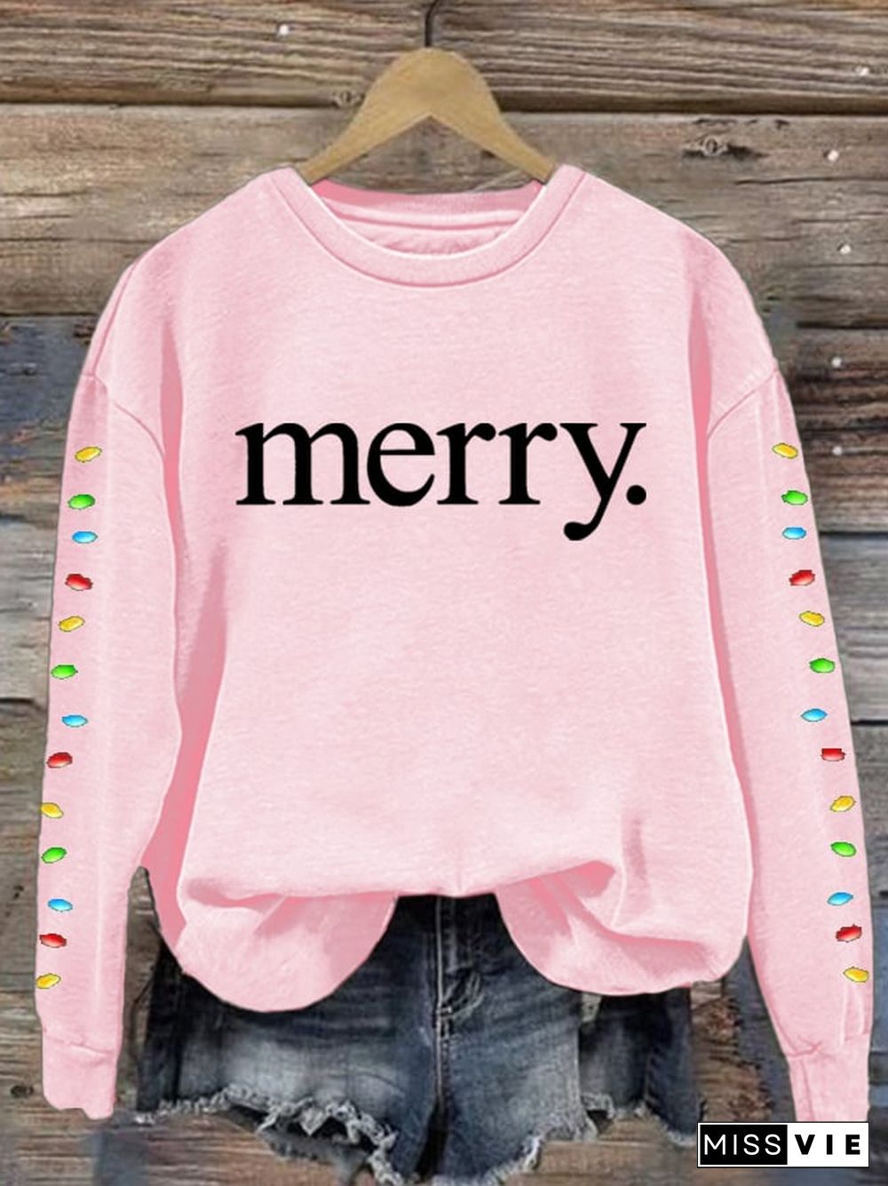 Women's Merry Print Long Sleeve Sweatshirt