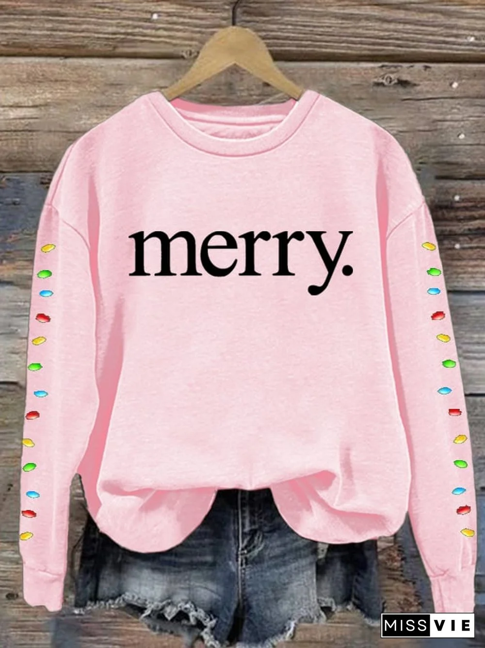 Women's Merry Print Long Sleeve Sweatshirt