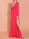 Polka Dot Split-Side Long Sleeves Maxi Dresses