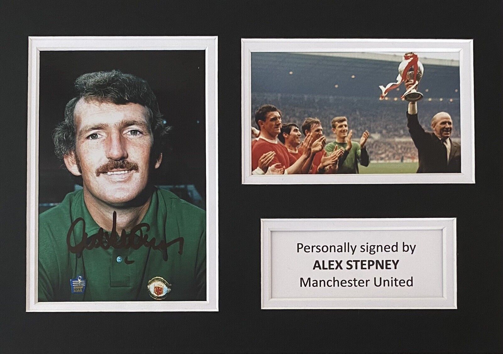 Alex Stepney Genuine Hand Signed Manchester United Photo Poster painting In A4 Mount Display 2