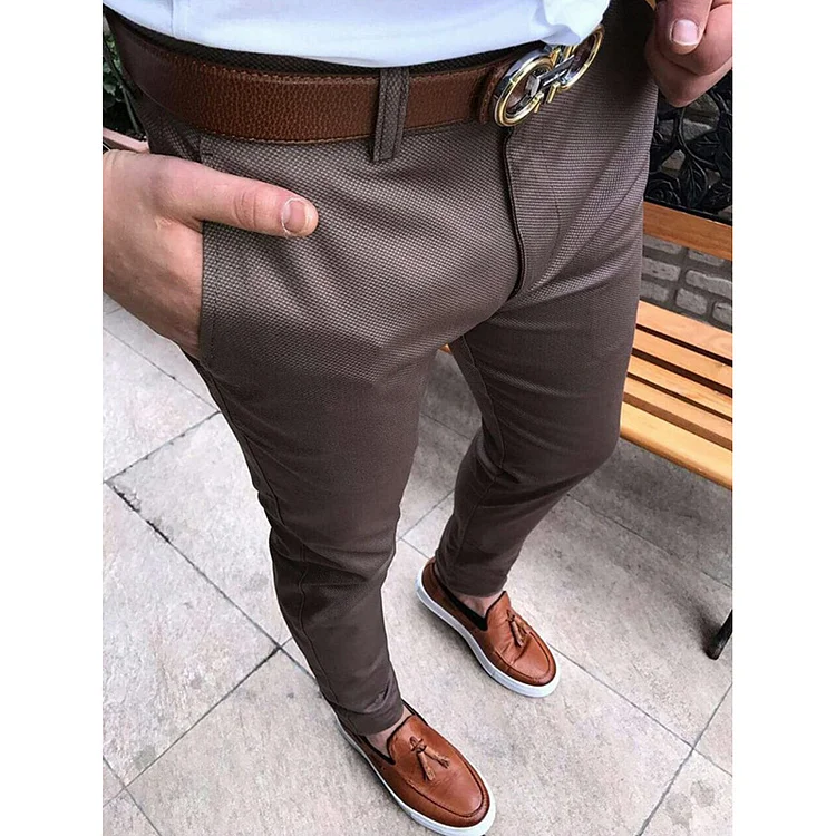 BrosWear Solid Color Slim-Fit Pants