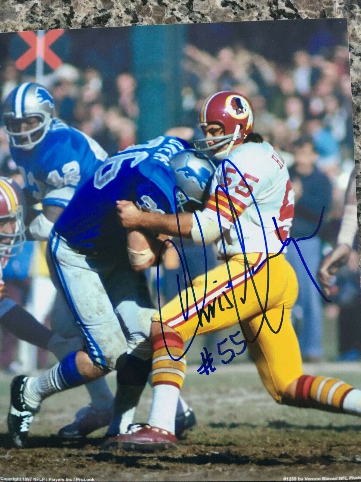 CHRIS HANBURGER WASHINGTON REDSKINS FOOTBALL HALL OF FAMER RARE SIGNED Photo Poster painting