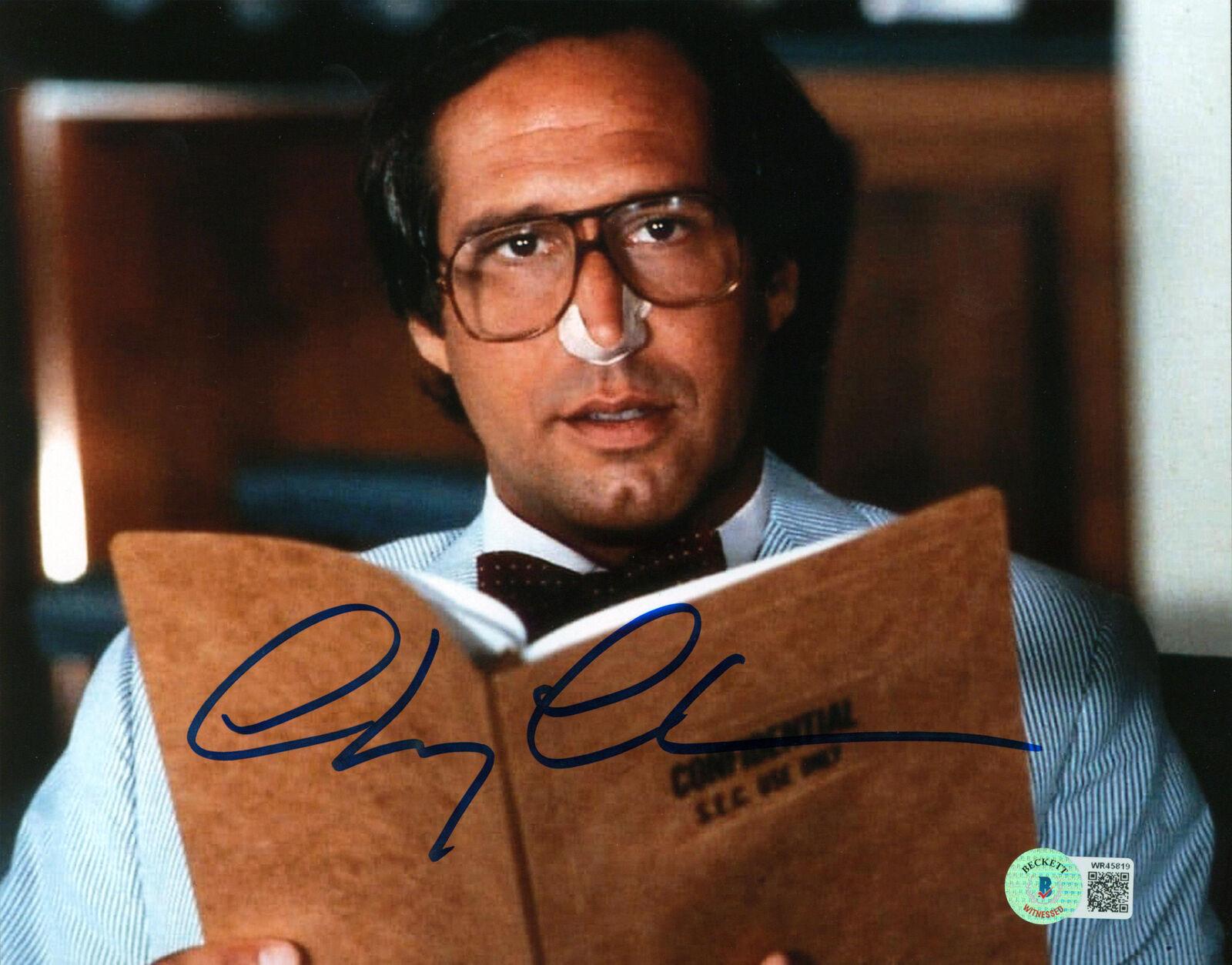 Chevy Chase Fletch Authentic Signed 8x10 Broken Nose Photo Poster painting BAS Witnessed