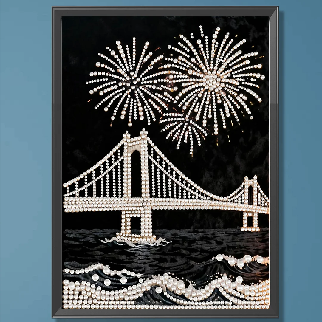 Bridge DIY Pearl Painting Art Kits Pearl Gem Paintings Picture Arts Craft 30x40cm for Adults Beginners Home Wall Decor No Frame