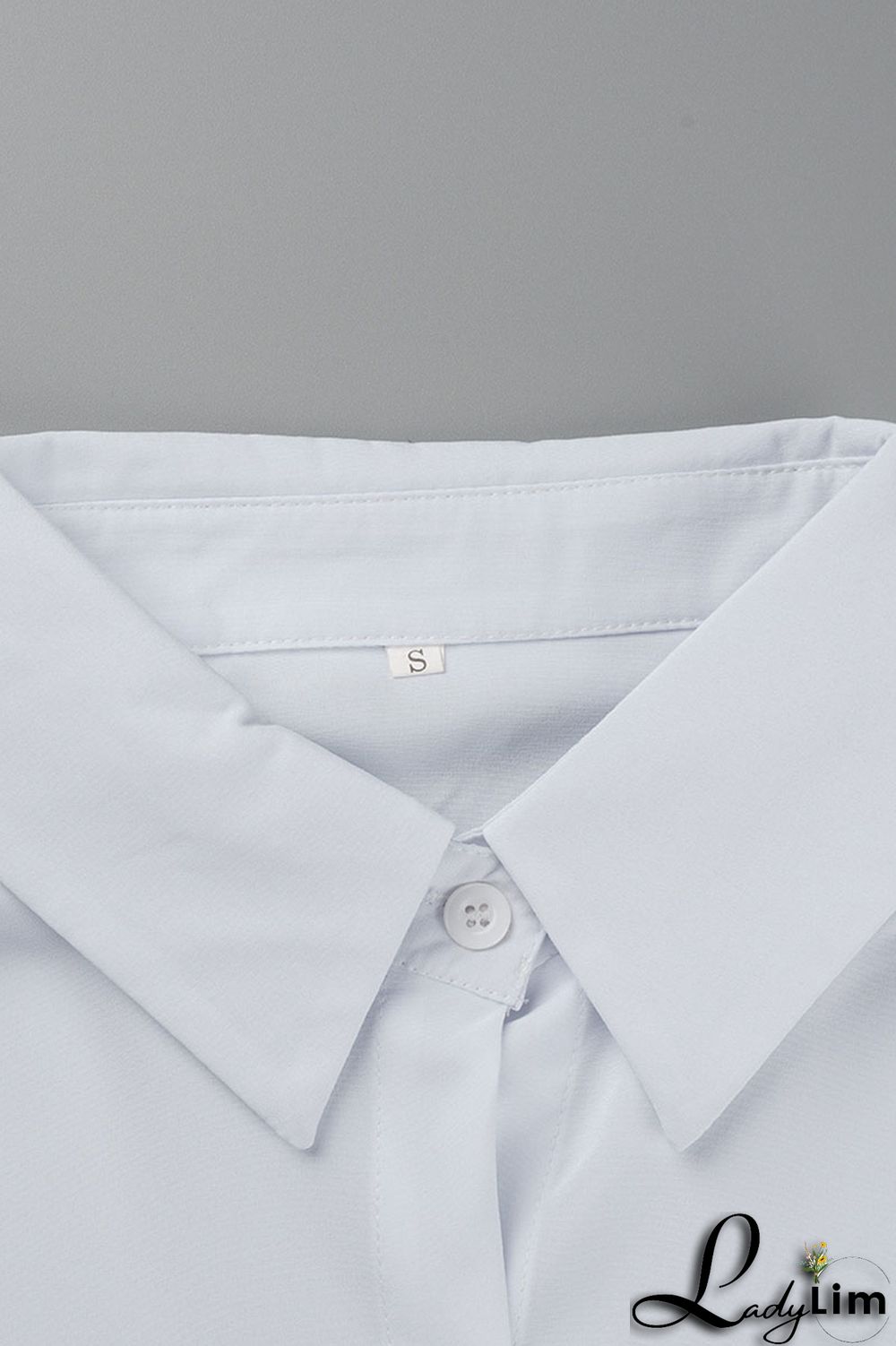 Light Blue Casual Simplicity Solid Patchwork Buckle Turndown Collar Long Sleeve Two Pieces