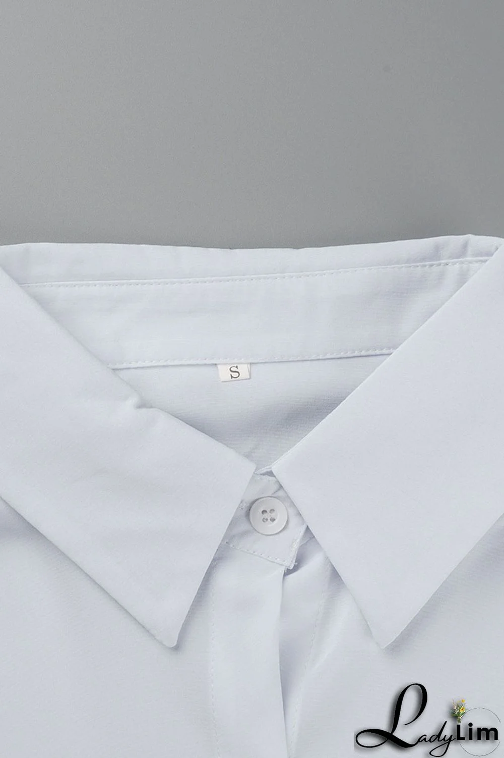 Light Blue Casual Simplicity Solid Patchwork Buckle Turndown Collar Long Sleeve Two Pieces