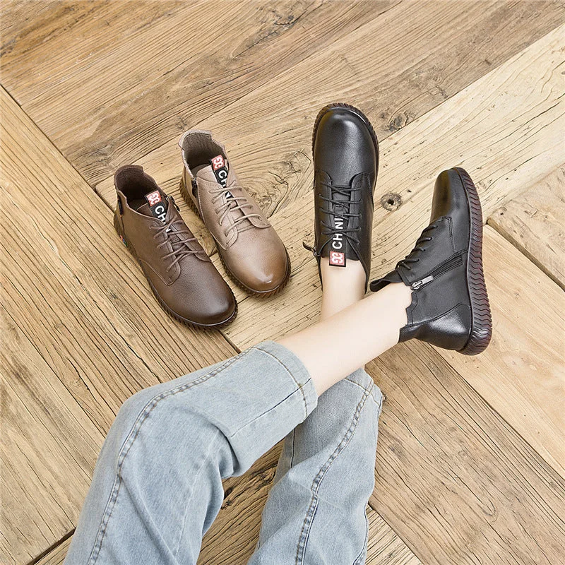 LookYno -  Vintage Short Boots Soft Casual Martin Boots