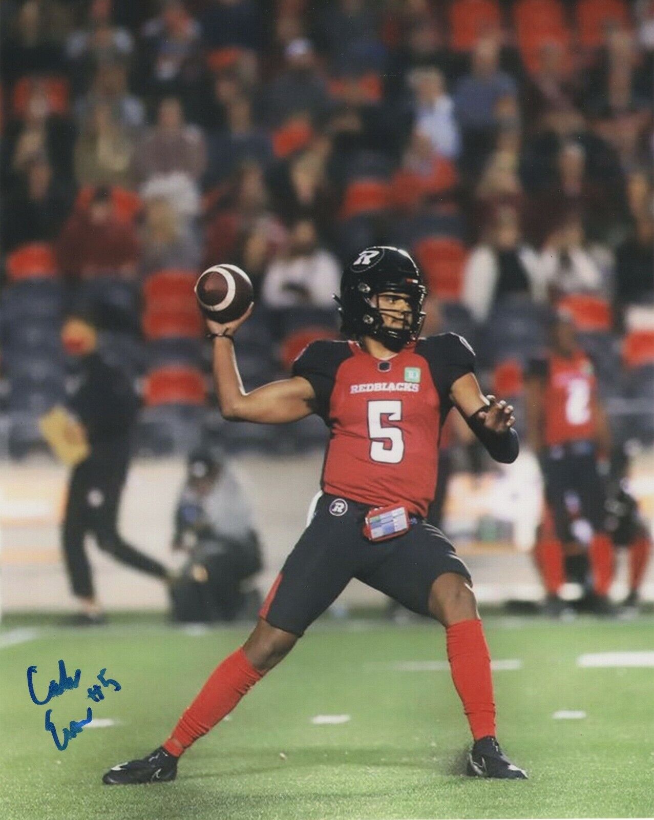 CALEB EVANS SIGNED AUTOGRAPH OTTAWA REDBLACKS CFL 8X10 Photo Poster painting PROOF #2