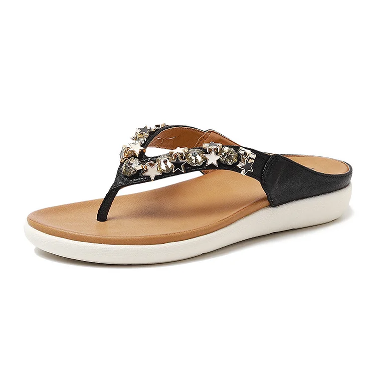 Orthopedic Sandals Jeweled Soft Arch Support Insole Flip-flops Bling Summer SIKETU Stunahome.com