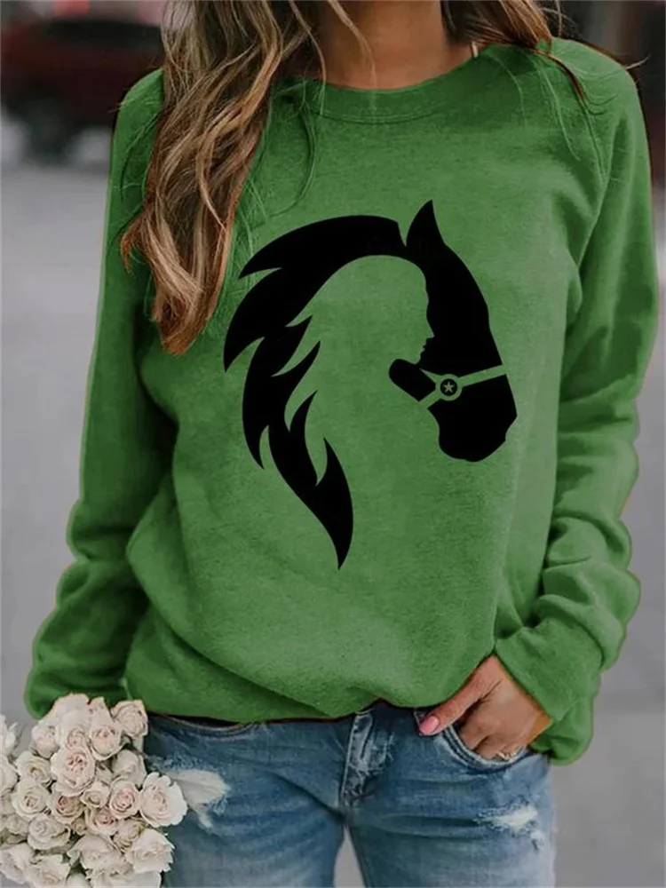 Western Cowgirl Horse Lover Graphic Sweatshirt
